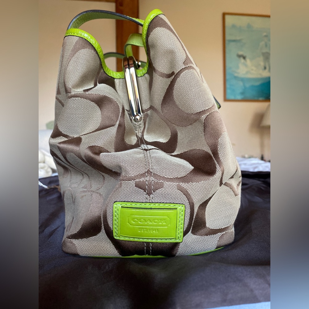 Classic Coach Bag with Lime green detail